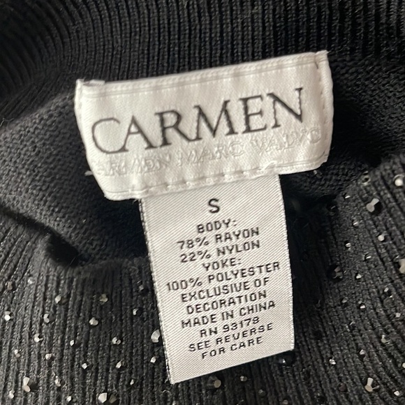 ❤️ CARMEN black sparkle mesh top Size Small - Picture 4 of 4